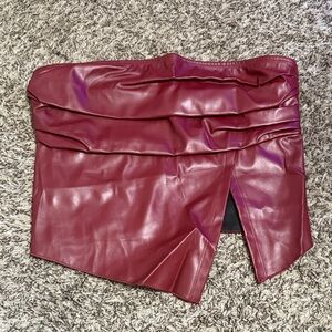 SHEIN Burgundy Faux Leather Crop Top
